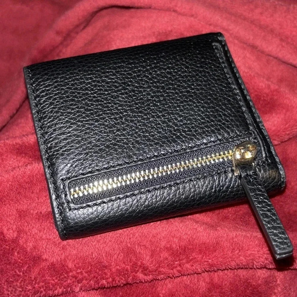 Tory Burch Trifold Compact Wallet in Black Pebbled Leather - Picture 15 of 16